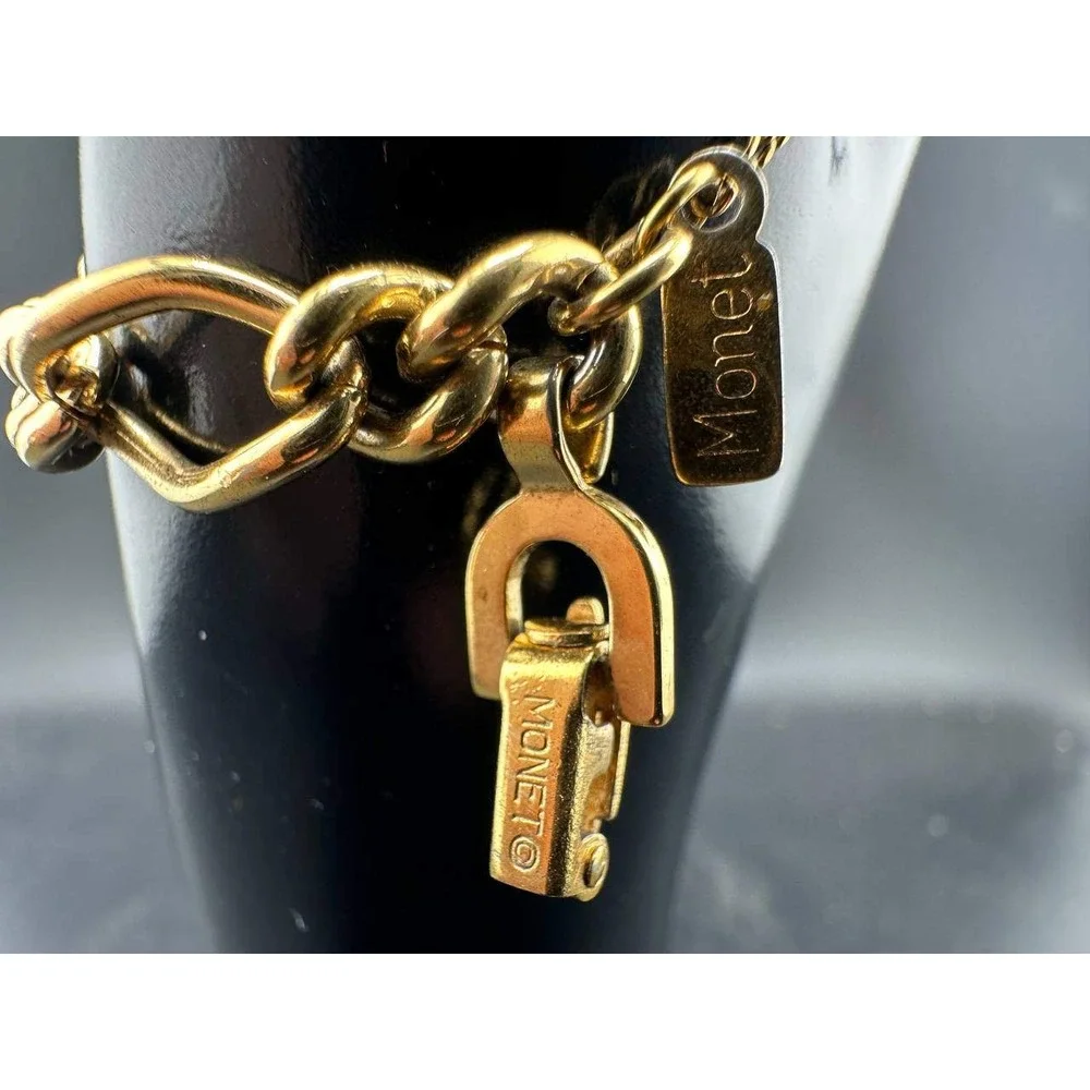 Vintage Monet Gold Tone Mixed Link Chain Bracelet Costume Jewelry - 056(60)
